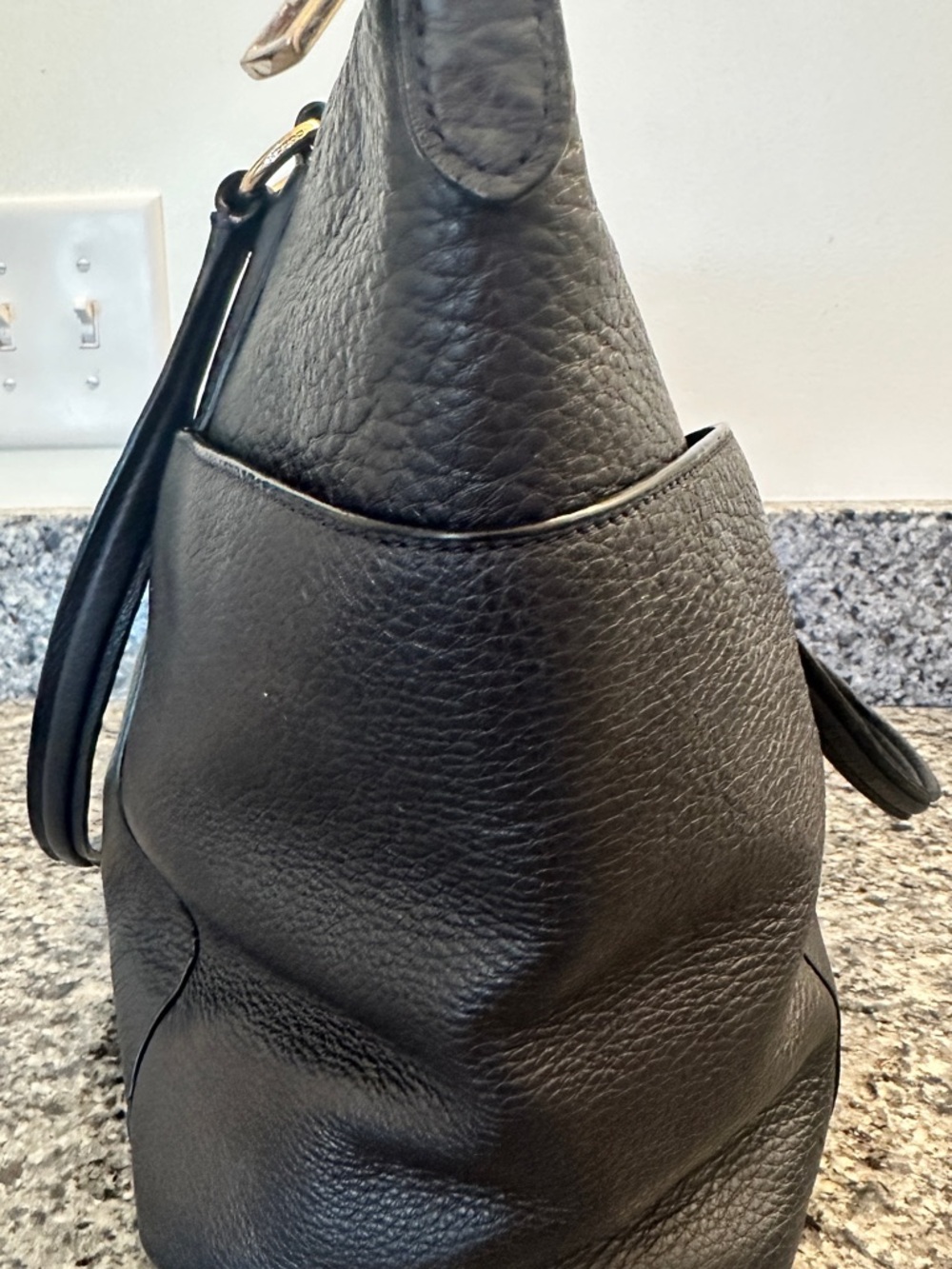 Coach Town Tote Navy Pebbled Leather Zip Top Shoulder Bag Large Work - Picture 8 of 11